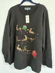 Nwt Karen Scott Whimsy Sweater Holiday Party Sz 3X Black Reindeers Santa. Fixed Price $17.50.