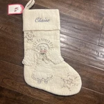 New Pottery Barn Glitters Ivory Wool Angel Christmas Stocking Mono Claire. Fixed Price $32.50.