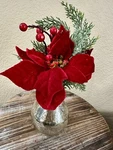 Decorative Christmas Holidays 10 Poinsettia Greenery Mercury Vase. Fixed Price $17.99.