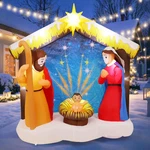 5.9 Ft Inflatable Nativity Scene With Led Lights For Outdoor Christmas Decor. Fixed Price $149.99.