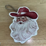 Holiday Time Christmas Ornament Santa Claus Cowboy Hat Rodeo Nashville Wood SH53. Fixed Price $15.95.