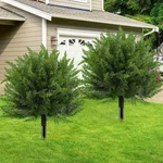 2PCS 24" Artificial Cedar Topiary Ball Trees Out/indoor Uv Resistant Faux Plants. Fixed Price $27.50.