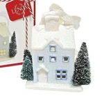 New Lenox Light Up Colonial House Christmas Ornament Holiday Baby Blue Glitter. Fixed Price $35.00.