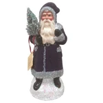 Ino Schaller Purple Beaded Santa With Silver Tree Paper Mache Germany. Fixed Price $259.98.