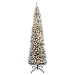 Nearly Natural 8FT. Flocked Pencil Artificial Christmas Tree With 500 Clear Ligh. Fixed Price $227.69.