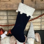 1 Walmart Navy Blue Velvet Velour Plush Cuff Christmas Stocking Poms, 20". Fixed Price $29.95.