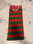 Nwt Ashland Christmas Tree Skirt 4FT Red Green Striped Cable Knit Pom Ties. Fixed Price $12.00.
