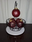 Zodax 3" Red Frosted & Etched Gold Glass Ball Ornament Set Of 5 Vintage. Fixed Price $21.50.