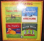 Oneida Holiday Baking 8" Dessert Salad Plate Set 4 Santa/snow/reindeer/bells Nib. Fixed Price $19.97.