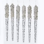 Kurt Adler Set Of 6 Acrylic Faux Crystal Glittered Icicle Xmas Ornaments H0710. Fixed Price $12.88.