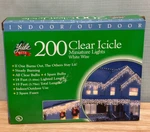 Yule Rite 200 Clea Icicle Lights New Box Indoor Outdoor Christmas Decor 18'. Fixed Price $20.00.