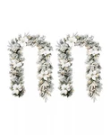 Glitzhome Of 2 Garland 6FT Pre Flocked Greenery Pine White Poinsettianew. Fixed Price $79.99.