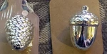 Greenbrier International Inc. Silver Acorn Pinecone Christmas Ornaments Set. Fixed Price $8.00.