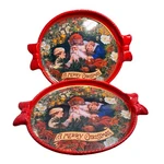 Ullman Co Saint Nick Bow Plastic Christmas Serving Trays Mcm Vtg Set Of 2. Fixed Price $19.96.
