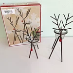 San Miguel Christmas Set Of Two Iron Reindeer Tea Light Holders. Fixed Price $20.24.