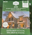 Holiday Time 200-COUNT Warm White Led High-density Icicle Lights Wire. Fixed Price $15.00.