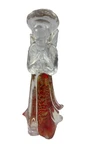 Art Glass Praying Angel Figurine Clear Red & Gold Standing 7-3/4"T Hand Blown. Fixed Price $15.25.
