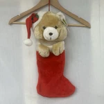 Ganz 1992 Plush Bear 3D Christmas Stocking Holiday Santa Hat Red New With Tags. Fixed Price $25.00.