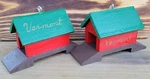 Vermont State Christmas Ornaments Set Of Two Handmade Covered Bridge. Fixed Price $18.60.