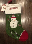 Nwt Pottery Barn Kid Nordic Snowman Wool Green Christmas Stocking Mono Jeffrey. Fixed Price $24.99.