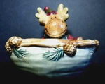 Moose Candy Bowl Christmas Nicholas Square Heartland Lodge Ceramic 7" X 9". Fixed Price $14.99.
