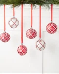Holiday Lane Christmas Cheer Shatterproof Red, Silver Snowflake 6 Set Ornaments. Fixed Price $19.99.