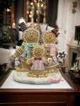 Gingerbread Family Pastel Pink Figurines Tabletop Christmas Large Resin New. Fixed Price $85.00.