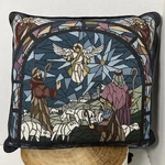 Christmas Holiday Decor Pillow Stained Glass Pattern Nativity Scene Holy Night. Fixed Price $17.00.