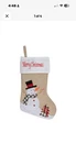 Northlight 19" Beige And Red Burlap "merry Christmas" Snowman Stocking. Fixed Price $15.00.