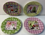 J. Brinley Christmas Set Of 4 Appetizer Plates Girlfriends Merry Cheer Joy Peace. Fixed Price $14.99.