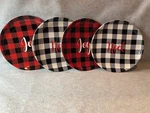 Ashland Set Of 4 Christmas 8 1/2 Plates Red & Black Plaid - Joy Noel. Fixed Price $23.00.