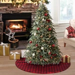 Christmas Tree Skirt, Red And Black Buffalo Plaid Mat Holiday Ornaments. Fixed Price $13.33.
