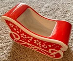 Edible Arrangements Red Ceramic Sleigh Sled Plant Pot/christmas Tabletop Decor. Fixed Price $32.00.