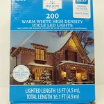 Holiday Time - 200 Warm White Led High Density Icicle Lights Wire. Fixed Price $16.95.