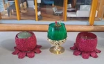 Vintage Lot 3 Christmas Holiday Candles Glitter Glass Paragon Regal Victrylite. Fixed Price $20.00.