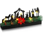 Rustic Christmas Nativity Scene Set With Lights Indoor Centerpiece .... Fixed Price $25.29.