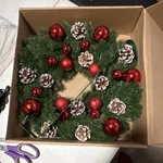 Lulu Home 15.7" Led Christmas Wreath With 40 Lights, Red Balls & Pine Cones. Fixed Price $30.00.
