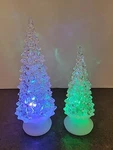 2 Clear Led Color Changing Acrylic Christmas Trees - 7 And 6 Night Lights. Fixed Price $8.99.