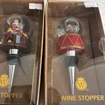 Christmas Holiday Wine Bottle Stopper Set Santa Claus Elf Snow Man 2 Globe. Fixed Price $16.00.