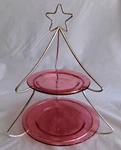 Studio Nova Christmas Holiday Spirit 2 Tier Plate Rack Silver & Cranberry. Fixed Price $15.95.
