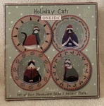 4 Pc Onieda Fiddlestix Holiday Cats Stoneware Salad / Dessert Plates. Fixed Price $8.00.