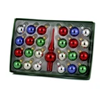 Mini 25 Piece Glass Ball With Topper Christmas Ornament Set. Fixed Price $29.99.