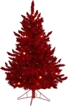 4FT Red Flocked Fraser Fir Tree With 100 Lights & 270 Bendable Branches. Fixed Price $231.99.