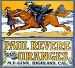 Highland San Bernardino Paul Revere Orange Citrus Fruit Crate Label Art Print. Fixed Price $10.63.