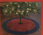 Holiday Style Christmas Tree Skirt 40" Burgundy W/blue Trim Leaf Embroidery. Fixed Price $10.99.