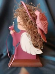 Christmas Ornament, Wood Hand Crafted Angle Holiday Decor Pink 10 Inches Tall. Fixed Price $8.00.