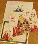 Debi Hron Art - Joy Santas Vintage Lang Main Street Press Christmas Card 5CT. Fixed Price $10.00.