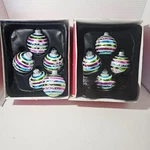 9 Vtg Target Glass Christmas Ornaments 3.25" Stripes W/snowflakes. Fixed Price $19.95.