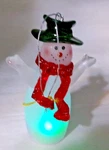 Color Changing Light-up Acrylic Snowman 4 1/2" Christmas Ornament. Fixed Price $5.95.