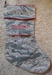 Air Force Christmas Stocking Camosock Features F-16 Jet Fighter. Fixed Price $15.99.